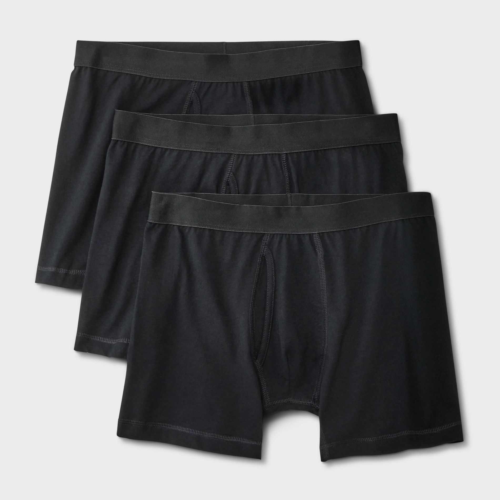 Men's Boxer Briefs 3pk - Dealworthy™ Black M: Cotton & Recycled Polyester, Mid Rise, Jersey Fabric