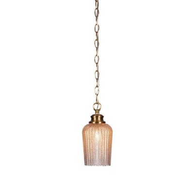 Toltec Lighting Cordova 1 - Light Pendant in  New Aged Brass with 5" Silver Textured Shade