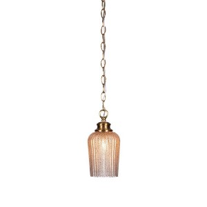 Toltec Lighting Cordova 1 - Light Pendant in  New Aged Brass with 5" Silver Textured Shade - 1 of 1