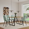 Vynxaria Set of 4 Dining Chairs: Light Grey Linen Padding, Sturdy Black Metal Legs, Perfect for Dining & Living Areas - 4 of 4