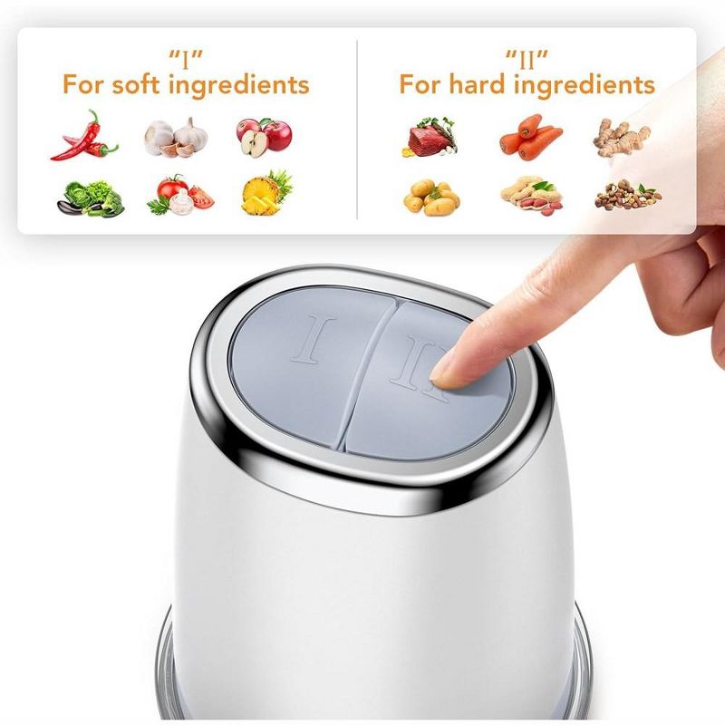 300W Mini Food Processor Electric Food Chopper 2 Speed with 2.5 Cup Glass Bowl, 3 of 9