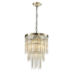 ALOADECOR  Antique Bronze Modern Glam Chandelier with Adjustable Drop Tiered Pendant for Dining Room or Foyer - 1 of 4