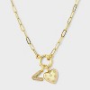 14K Gold Dipped Cubic Zirconia Puffy Heart Charm Initial Necklace - A New Day™ Gold - 2 of 4