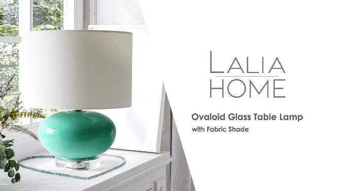15.25" Modern Ovaloid Glass Bedside Table Lamp with Fabric Shade - Lalia Home, 2 of 11, play video