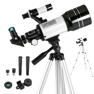 SUGIFT 70mm Refractor Telescope, 150X Magnification with Moon Filter, Adjustable Tripod, Portable Astronomy Telescope - 1 of 4