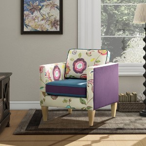 28" Patchwork Accent Chair in Velvet with Removable Cushions and Track Arms for Living Room - 1 of 4