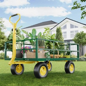 COZONY Multiple sizes Heavy Duty Steel Garden Cart, 500/900/1200/1400 lbs Capacity, 3-in-1 Utility Wagon with Removable Mesh Sides, Rotating Handle - 1 of 4
