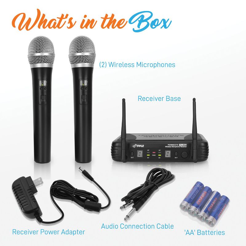 Pyle® Premier Series Professional 2-Channel UHF Wireless Handheld Microphone System with Selectable Frequency, 2 of 9