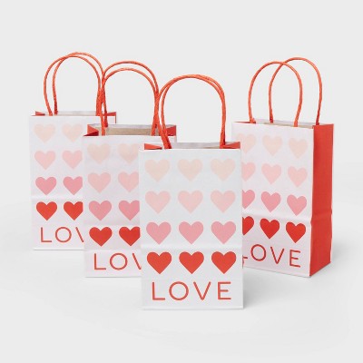 8.375” x 5.25” x 3.25” Valentine's Day 4pk XS Gift Bags - Spritz™