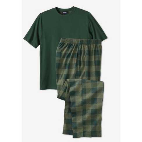 Men's Big & Tall Micro Flannel Jogger Pants + Henley T-shirt Pajama Set 2pc  - Goodfellow & Co™ Green 5xl : Target