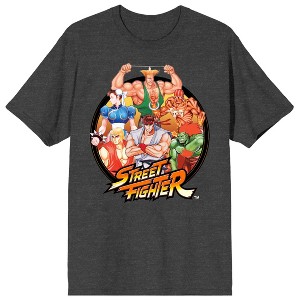 Street Fighter Classic Art Inside Black Circle Women's Charcoal Heather Crew Neck Short Sleeve Tee - 1 of 3