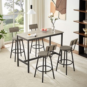 47.2"Pub High Dining Table 5 Piece Set, Industrial Style Pub Table,Grey - 1 of 4