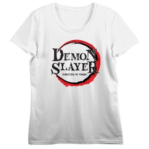 Demon Slayer Logo Crew Neck Short Sleeve Women's White T-shirt - 1 of 3