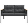 vidaXL Patio Bench with Cushions 45.7" Black Steel - 4 of 4