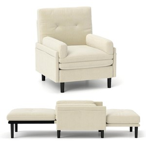 UNISOAR Sleeper Sofa with Pull-Out Bed, 5-Position Backrest, Removable Arms & Ottoman Storage, Beige - 1 of 4