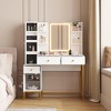 COZONY Makeup Vanity Desk with Mirror & Lights - Vanity Table with 3 Color Modes, Charging Station & Stool - 4 of 4
