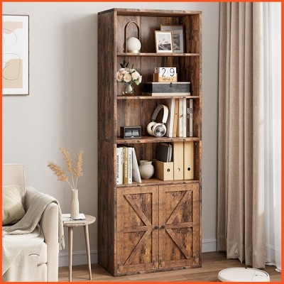 71'' Tall Farmhouse Bookcases 6 Tier Bookshelf with Drawer, Tall Narrow Bookcase with Shelves, Bookshelves Storage Organizer