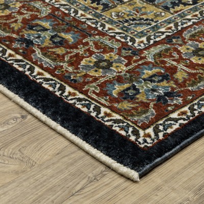 Navy and Multi Persian Inspired Rectangular Synthetic Rug 5'3" x 7'6"
