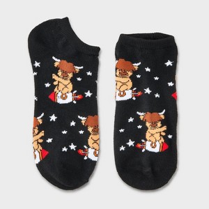 Women's Space Highland Cow Low Cut Socks - Black/Brown 4-10 - 1 of 3