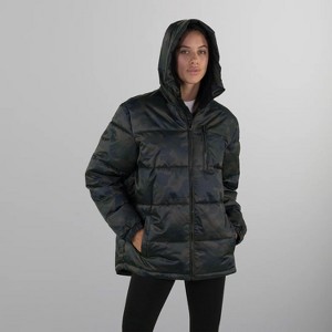 Members Only Women's Twill Block Puffer Oversized Jacket - 1 of 3
