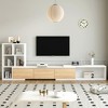Chic Crate - 74"-126" Extendable TV Stand w/ 3-Shelf Storage & Sliding Top - Adjustable Media Console for 110" TVs - Glacier White - 2 of 4