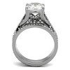Slickblue Women's Silver Wedding CZ Ring – Stainless Steel, 9mm Round Center Stone, Polished Finish, Sizes 5–10 - 3 of 4