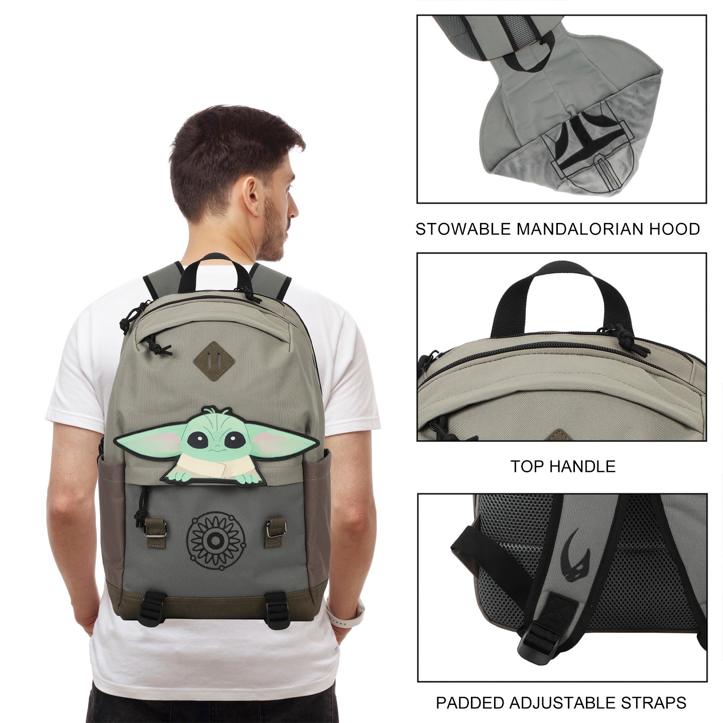 Рюкзак Star Wars The Mandalorian Grogu Pouch 17" Adult Hooded — фото 4