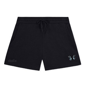 Dalix Butterfly Embroidered Shorts Washed Soft Fleece Relaxed Drawstring Pocket Fit Lounge Womens - 1 of 4