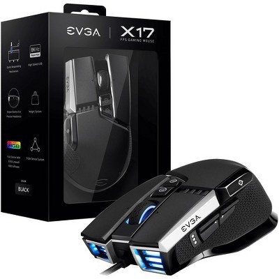 EVGA X17 Wired Customizable Gaming Mouse Black - USB Cable Interface - 16000 dpi movement resolution - 10 Total Buttons