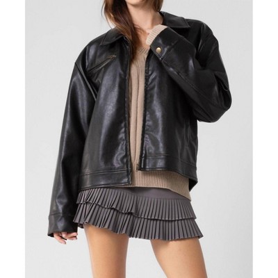 Women's Kadesia Faded Faux Leather Jacket - GOLDEN