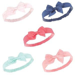 Hudson Baby Infant Girl Cotton and Synthetic Headbands, Multicolor Bow, 0-24 Months - 1 of 4