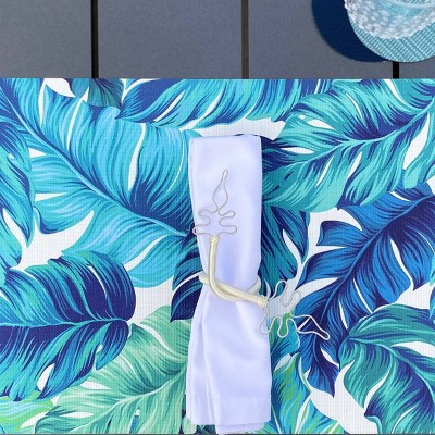 Kassa - Dini 4pk Vinyl Tropical Blues Printed Placemats