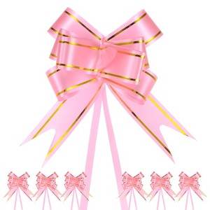 Unique Bargains Plastic Gold Edge PP Plastic Glossy Appearance Gift Wrap Satin Pull Bows 200 Count - 1 of 4