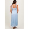 Pinkblush Light Blue Textured Knit Shoulder Tie Maternity Midi Dress - 4 of 4