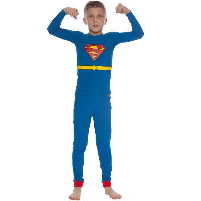 Intimo Big Boys Superman Long Sleeve Cotton Pajamas 8 Blue : Target