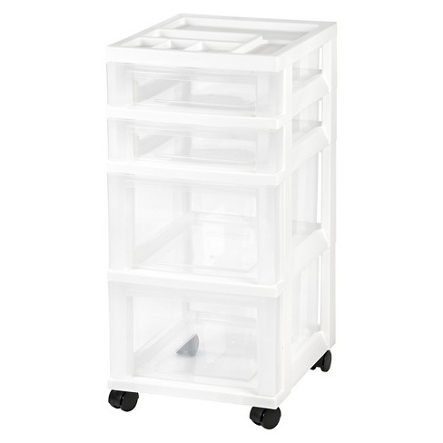 Gray Iris 4 Drawer Rolling Storage Cart With Organizer Top