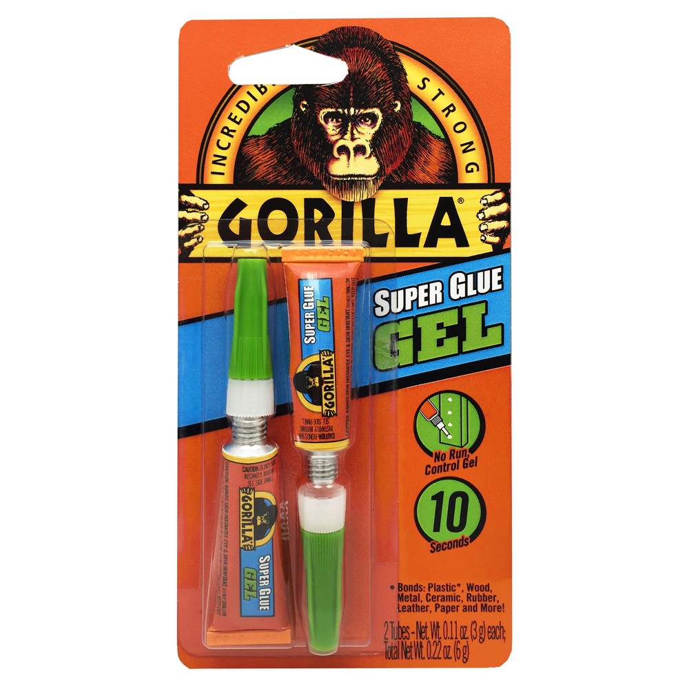 Gorilla Glue 6g Clear Gel Twin Pack: Fast Drying Craft & Super Glue for Wood, Metal, Leather, Rubber, Ceramics, Plastic