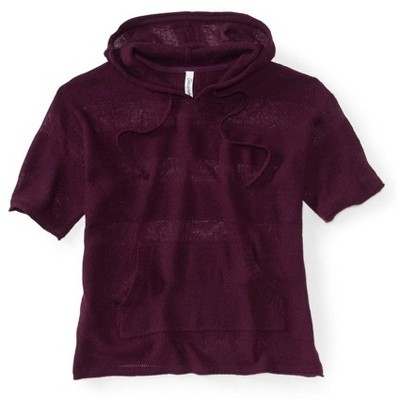 Aeropostale Womens Stripe Kint Popover Hooded Sweater