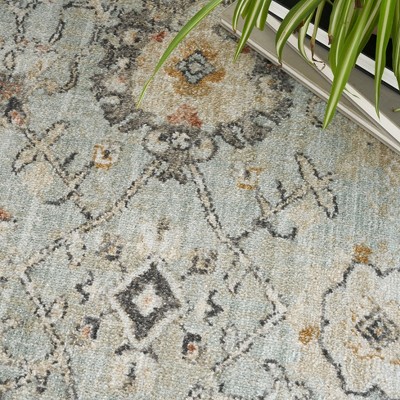 Mint Green Round Synthetic Floral Area Rug 7'10"