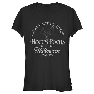 Juniors Womens Disney Hocus Pocus Just Want to Eat Halloween Candy T-Shirt - 1 of 3