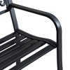 Dracelo 50" Outdoor Bench, Metal Garden Bench with Floral Pattern Backrest, Porch Bench with Slatted Seat - 2 of 4