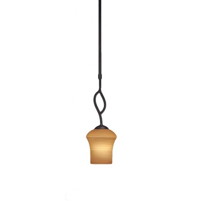 Toltec Lighting Revo 1 - Light Pendant in  Dark Granite with 5.5" Zilo Cayenne Linen  Shade