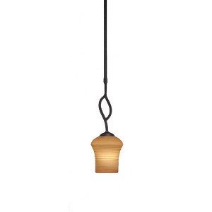 Toltec Lighting Revo 1 - Light Pendant in  Dark Granite with 5.5" Zilo Cayenne Linen  Shade - 1 of 1