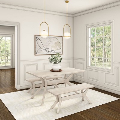 Verso 60'' White Sand Solid Wood Dining Table