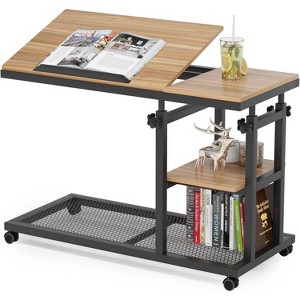 Tribesigns Height Adjustable End Table, C-Type Side Table with Wheels - 1 of 4
