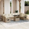 vidaXL Patio Sofa Set with Cushions Outdoor Furniture 11 Piece Poly Rattan - Beige and Cream - 2 of 4