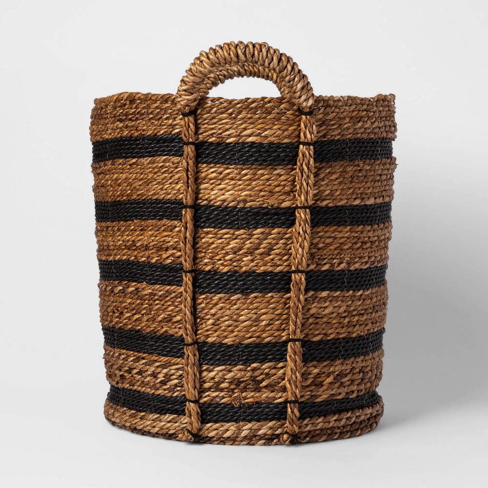 Tall Woven Striped Basket Black/Natural - Threshold