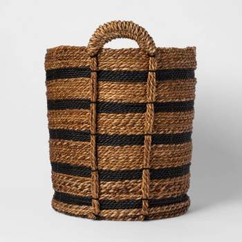 Tall Woven Striped Basket Black/Natural - Threshold™