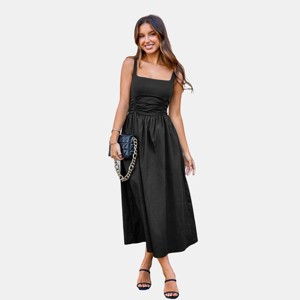 Women's Elegant Black Ruched Bodice Maxi Wedding Guest Dress - Cupshe - 1 of 4
