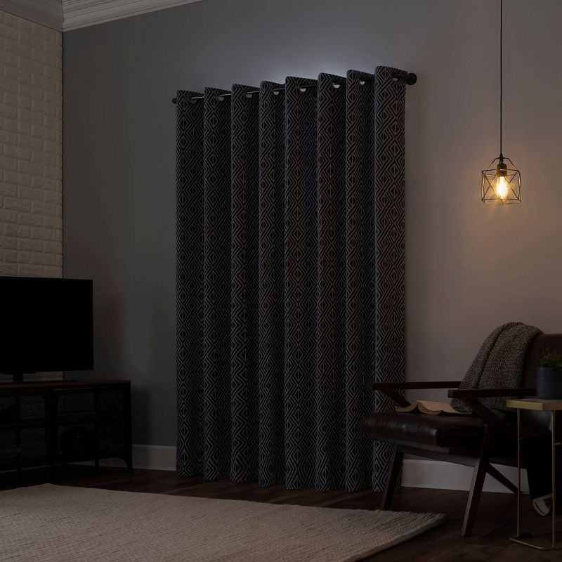 Gresham Geometric Total Blackout Grommet Top Curtain Panel - Scott Living, 3 of 10